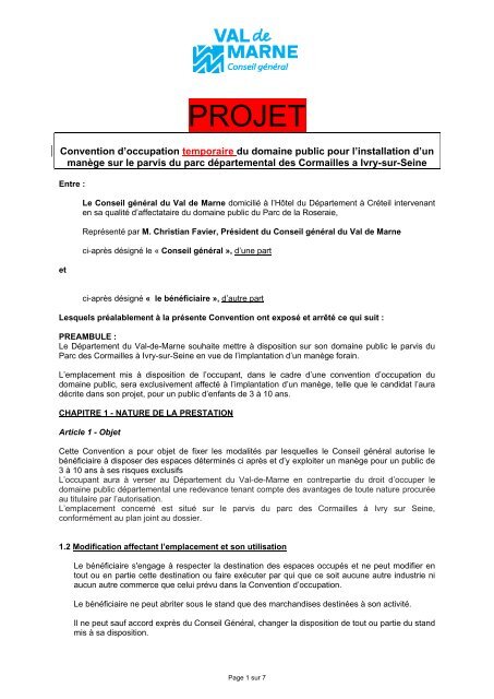 Projet De Convention D Occupation Du Domaine Public