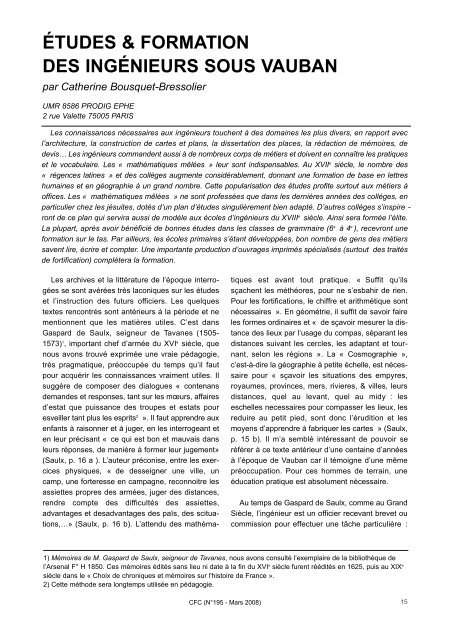 Etudes Et Formation Des Ingenieurs Sous Vauban Comite Francais Etudes Et Formation Des Ingenieurs Sous Vauban Comite Francais