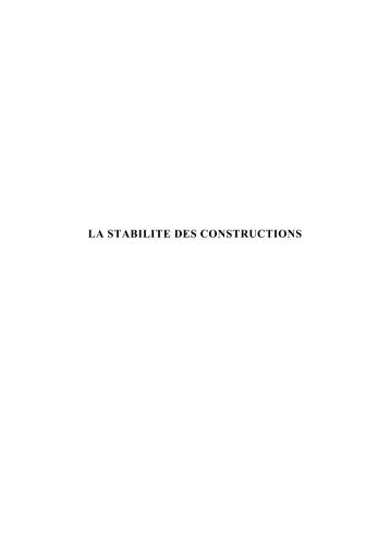 LA STABILITE DES CONSTRUCTIONS - OTUA