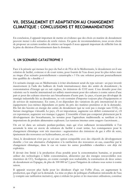 Eau, énergie, dessalement et changement climatique en ... - Plan Bleu