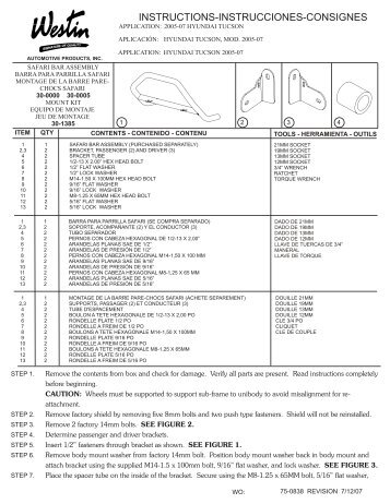 INSTRUCTIONS-INSTRUCCIONES-CONSIGNES - Westin Automotive