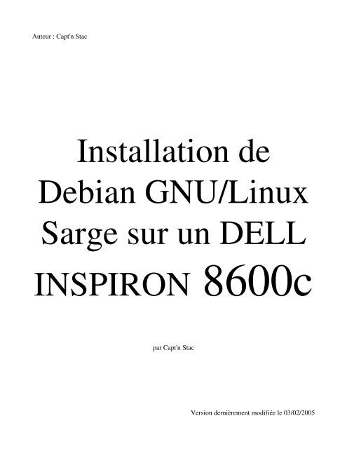 Installation de Debian GNU/Linux Sarge sur un ... - Bibliothèque ScL