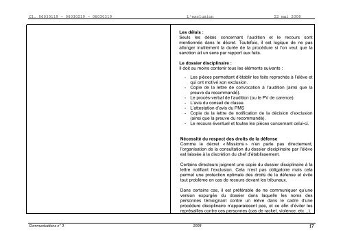 l'exclusion definitive dans l'enseignement secondaire ... - SeGEC