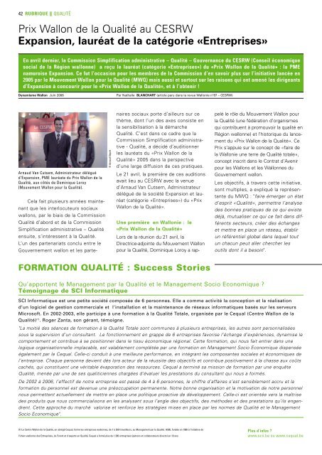 Dynamisme 196 xp pour pdf - Union Wallonne des Entreprises