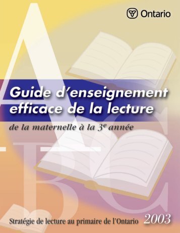 Guide d'enseignement efficace de la lecture maternelle à 3e année