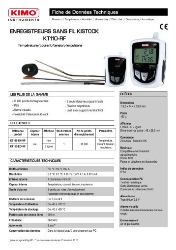 ENREGISTREURS SANS FIL KISTOCK KT110-RF - Kimo Canada