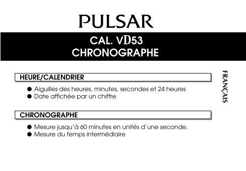 CAL. VD53 CHRONOGRAPHE - Pulsar