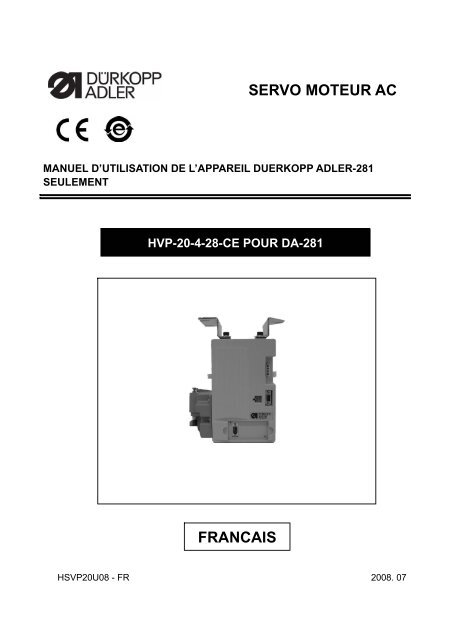 SERVO MOTEUR AC FRANCAIS - Durkopp Adler AG