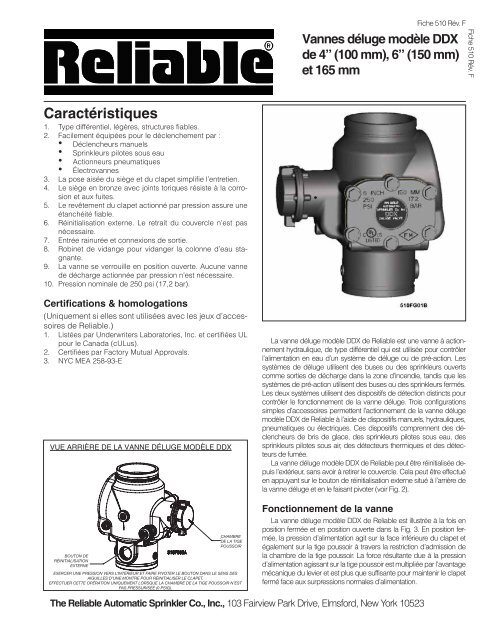 Caractéristiques - Reliable Automatic Sprinkler Co.