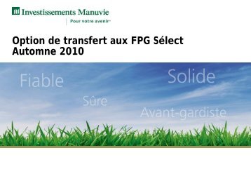 Option de transfert aux FPG Sélect - Repsource - Manulife Financial