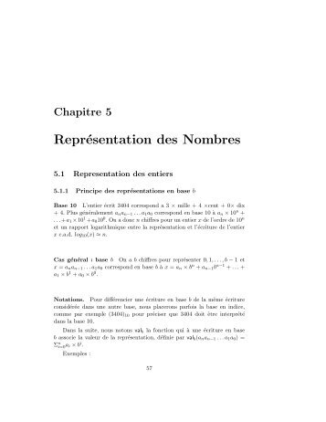 Représentation des Nombres