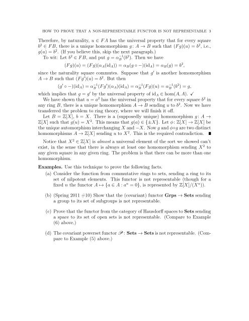 HOW TO PROVE THAT A NON-REPRESENTABLE FUNCTOR IS ...