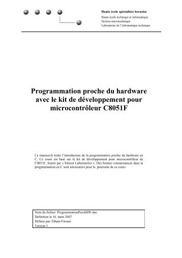 Programmation proche du hardware avec le kit de développement ...