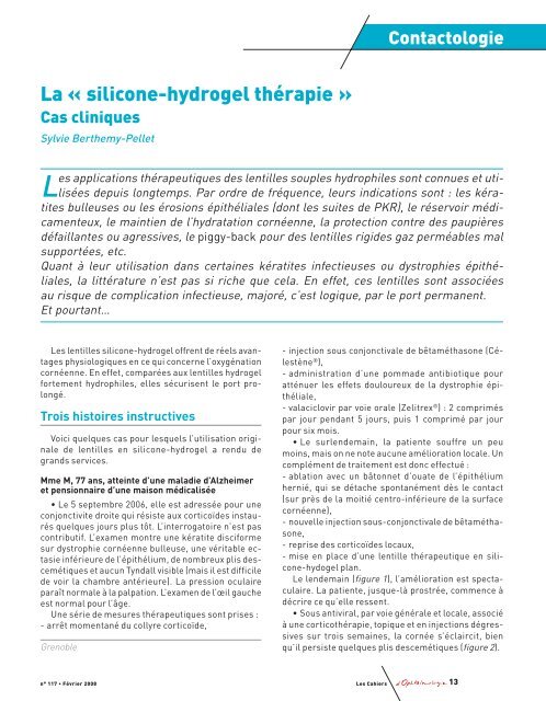 La « silicone-hydrogel thérapie » - Contacto.fr