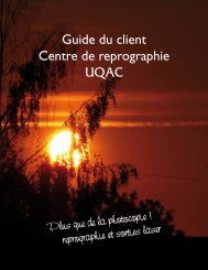 Guide du client Centre de reprographie UQAC