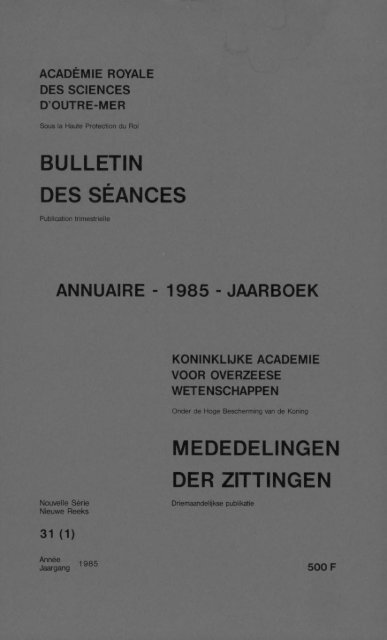 (1985) n°1 - Royal Academy for Overseas Sciences