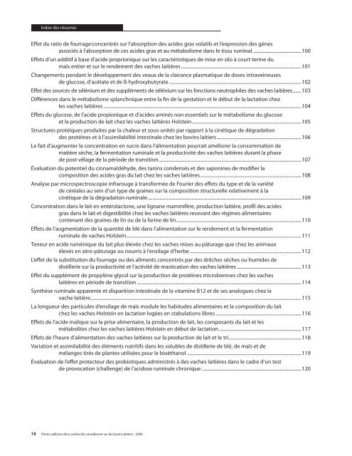 Points saillants de la recherche canadienne sur les bovins laitiers ...