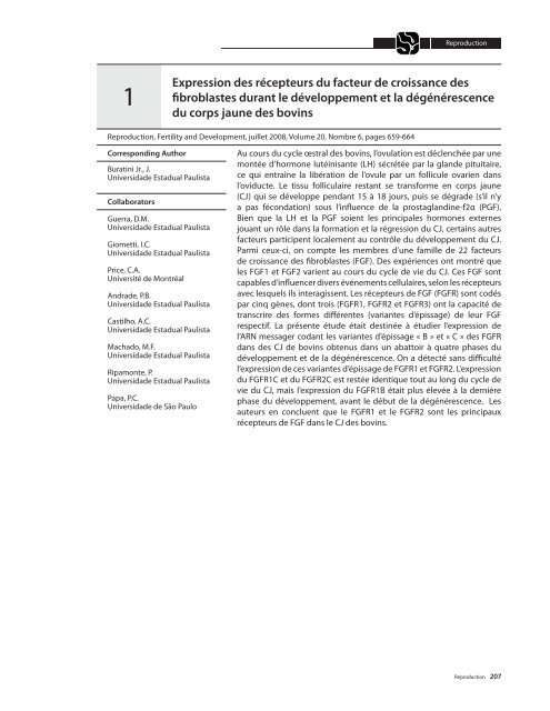 Points saillants de la recherche canadienne sur les bovins laitiers ...