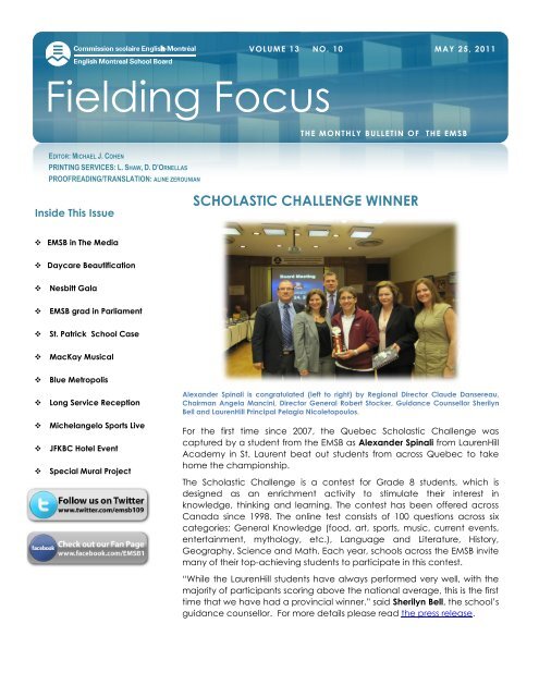 Fielding Focus English Montreal School Board