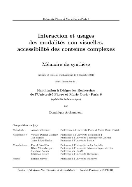 Memoire D Hdr Dominique Archambault