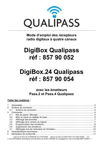 85790052-054 Récepteurs DIGIBOX _230V et 24V_ Qualipass