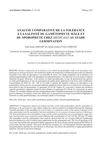 analyse comparative de la tolérance à la salinité du gamétophyte ...