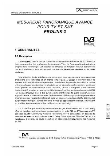 Manuel d'utilisation PROLINK-3 - Promax
