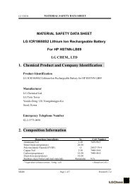 Material Safety Data Sheet LG ICR18650S2 Lithium Ion ... - HP