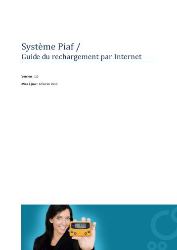 Guide du rechargement par Internet - Piaf