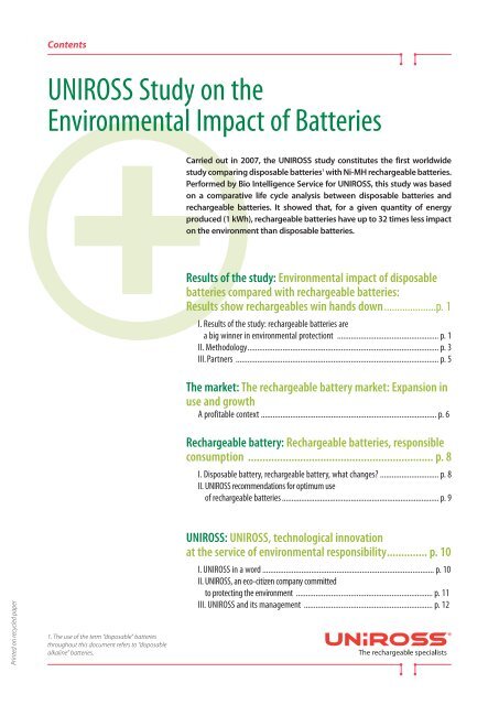 UNIROSS Study on the Environmental Impact of ... - Battery Logic