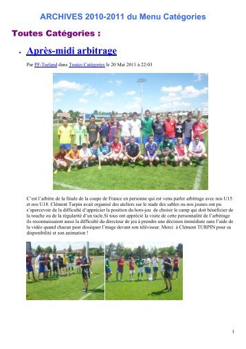 Archives Site Saison 2010-2011 - Catégories - Paray-Foot USC