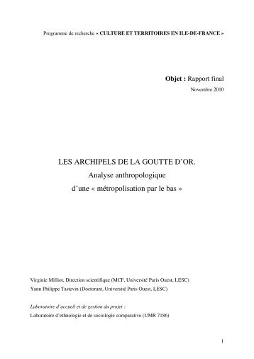 LES ARCHIPELS DE LA GOUTTE D'OR. Analyse anthropologique d ...