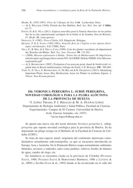 notas taxonómicas y corológicas para la flora de la península ...