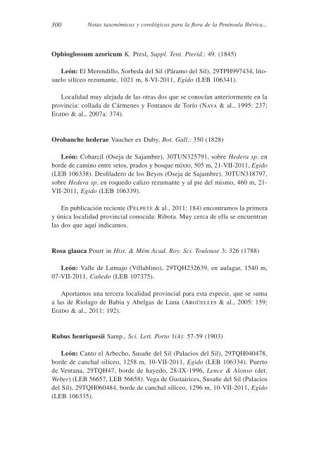 notas taxonómicas y corológicas para la flora de la península ...