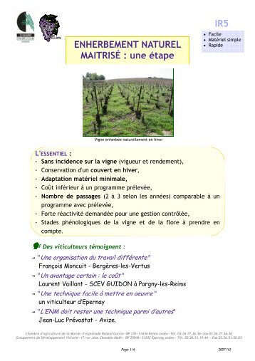 Enherbement naturel maîtrisé - Chambre d'agriculture de la Marne