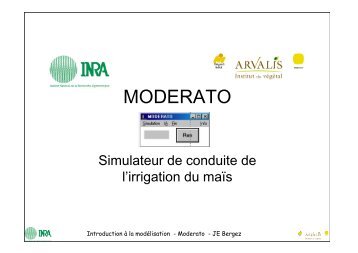 Le logiciel MODERATO - RMT Modélisation et Agriculture