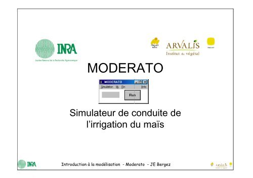 Le logiciel MODERATO - RMT Modélisation et Agriculture