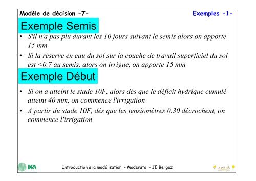 Le logiciel MODERATO - RMT Modélisation et Agriculture