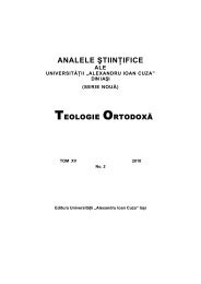 ANALELE ŞTIINŢIFICE - Facultatea de Teologie Ortodoxă