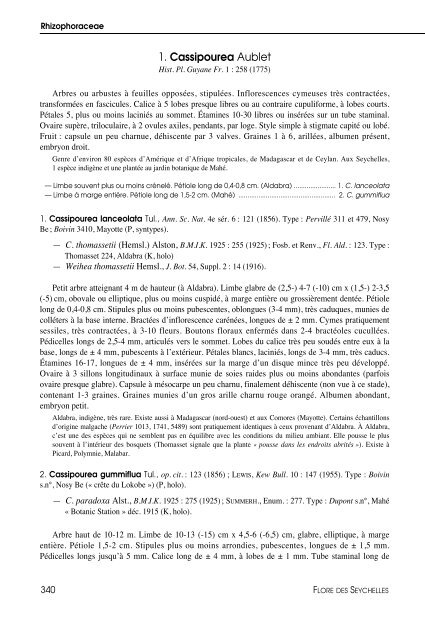 Flore des Seychelles : dicotylédones - IRD