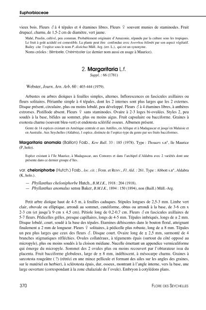 Flore des Seychelles : dicotylédones - IRD