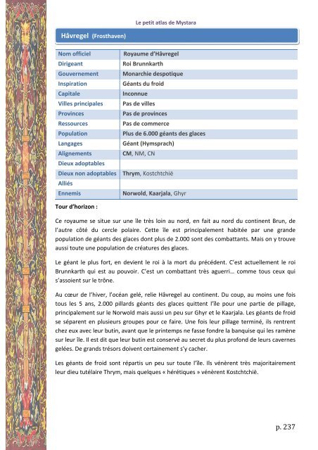 Atlas simplifié de Mystara