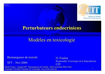 Perturbateurs endocriniens Modèles en toxicologie - SFT - Société ...