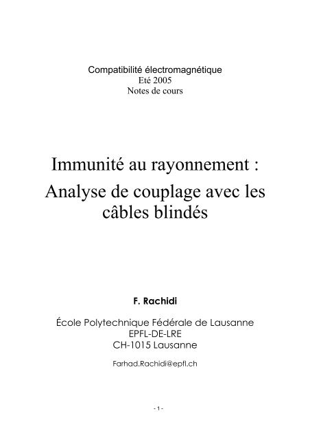 Analyse de couplage avec les câbles blindés - EPFL