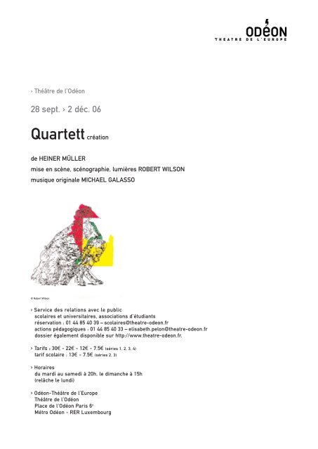 Quartett par Heiner Müller - Odéon Théâtre de l'Europe