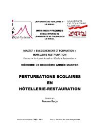 perturbations scolaires en hôtellerie-restauration - IUFM de Toulouse