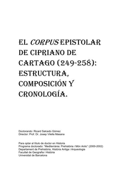 el corpus epistolar de cipriano de cartago (249-258): estructura ...