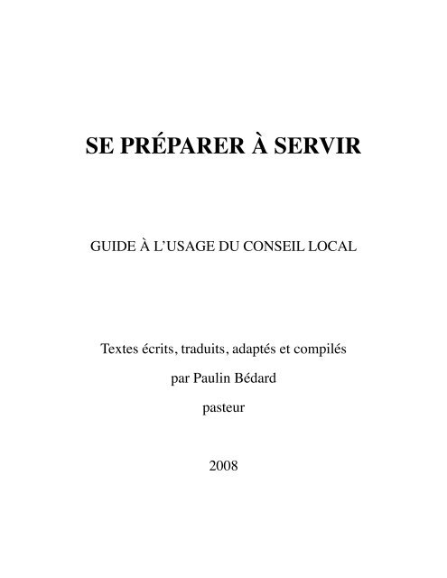 Se Preparer A Servir Eglise Chretienne Reformee De Beauce