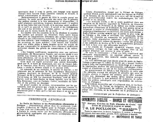 DE QUIMPER ET DE LÉON - Diocèse de Quimper et du Léon