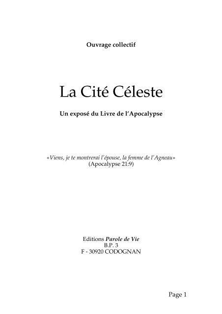 La Cité Céleste Ouvrage collectif - Mission Chrétienne Globale